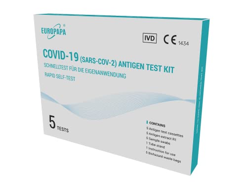 EUROPAPA® 5x Corona Laientest Selbsttest Covid-19 Antigentest auf SARS-CoV-2 Schnelltest zur Eigenanwendung Testkassete...