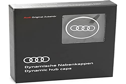 Audi 4M8071006A Dynamische Nabenkappen (4 Stück) Radnabenkappen, schwarz/Silber, 20.6 x 18.2 x 4.7 cm