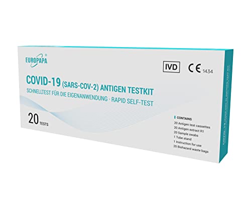 EUROPAPA® 20x Corona Laientest Selbsttest Covid-19 Antigentest auf SARS-CoV-2 Schnelltest zur Eigenanwendung Testkassete...