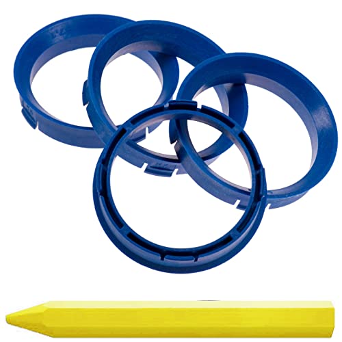 4X Zentrierringe Blau 66,6 mm x 57,1 mm + 1x Reifen Kreide Fett Stift
