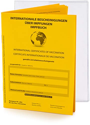 Premium Set - Internationaler Impfpass Impfausweis, 2021, 32 Seiten nach offiziellen Vorgaben auf stabilem Papier + Schutzhülle,...