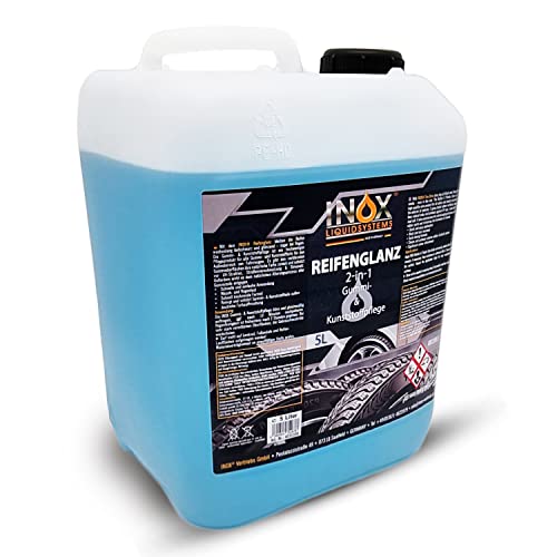 INOX® Reifenglanz - 5L Auto Kunststoffpflege & Gummipflege für Außen - Schwarz - Reifenpflege für Reifenglanz - Autoreifen...