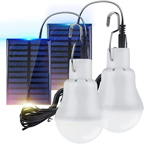 2 Stück Solar Glühbirne,TechKen Solarlampe LED Licht Tragbare Birne Solarlampen Lämpchen 3 W,3 m Ladekabel Solar Panel...