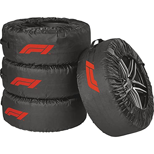 Formula 1 Reifentaschen-Set, Reifenschutzhülle, 4-teilig, wasserabweisend, waschbar, schwarz-rot, für sauberen Transport und...