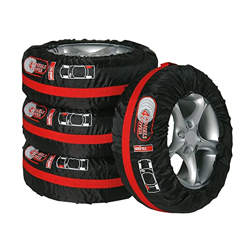 cartrend Reifentaschen-Set, Reifenschutzhülle, 4-teilig, wasserabweisend, waschbar, schwarz-rot, für sauberen Transport und...