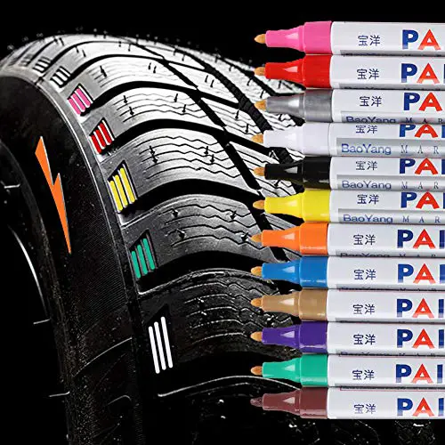 Qbisolo 12 Stücke Reifenfarbe Marker Pens, wasserdichte Permanent Pen Reifenstift Marker Stift für Auto Motorrad Reifenprofil...