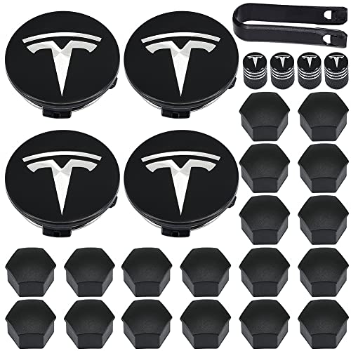 Aero Radkappen-Set, Tesla Radnabenkappen für Tesla Model 3, Modell Y, Modell S, Modell X, silbernes Logo